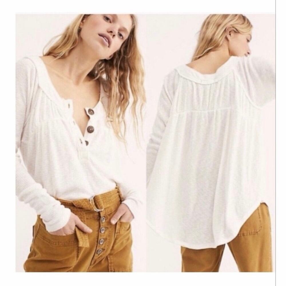 Free People We The Free Must Have Henley Thermal Top Small EUC